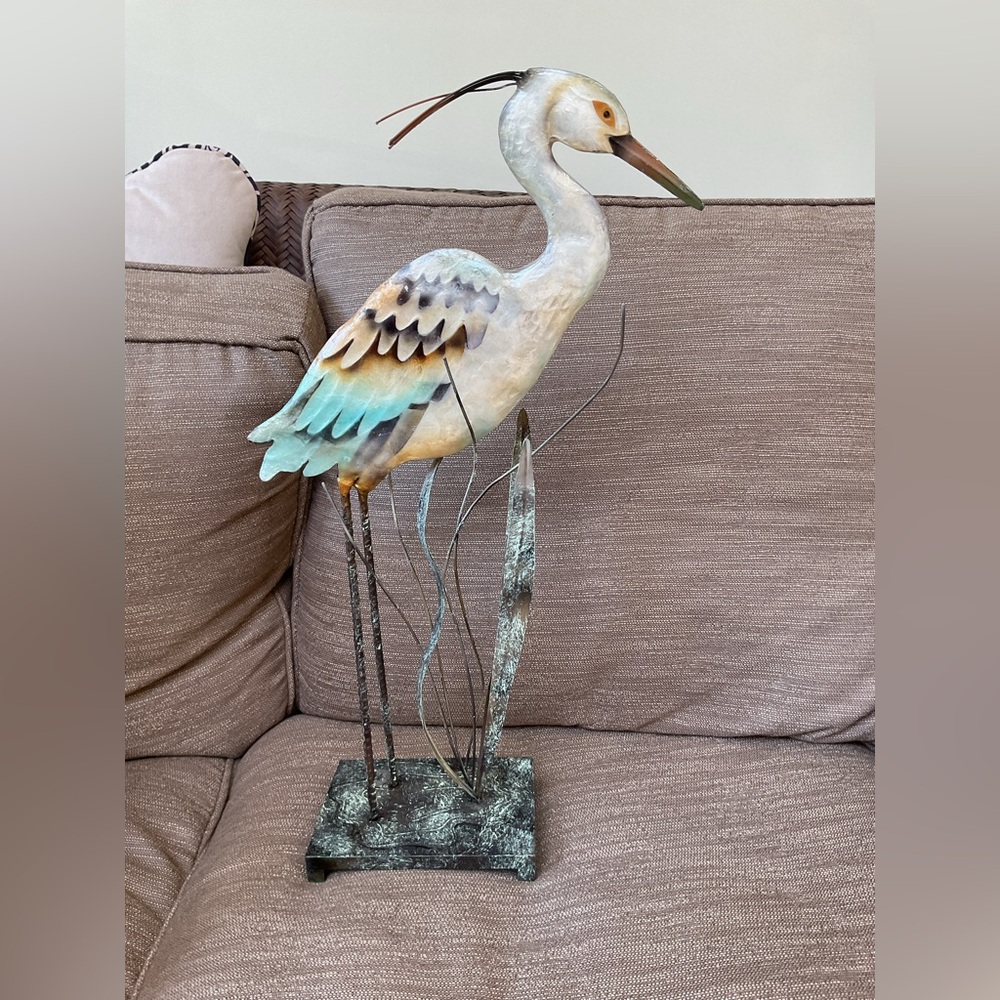 Metallic decorative heron. EUC